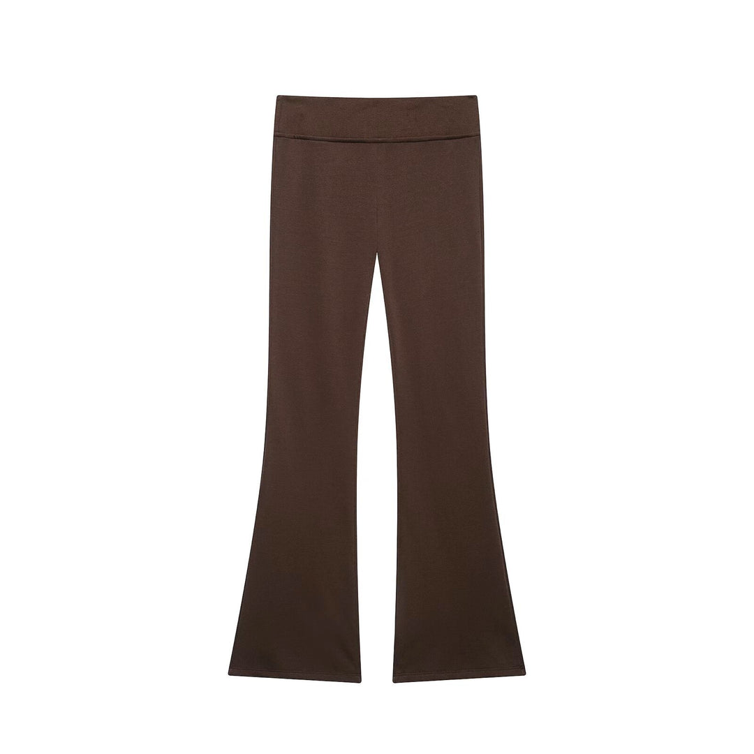 Damen Hochtaillierte Stretch-Flared-Hose mit weitem Schlag und elastischem Bund Echo Archiv