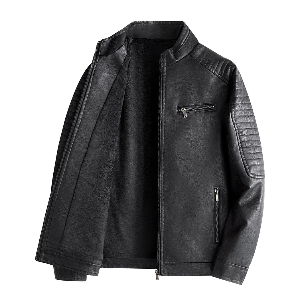 Herren Modische Lederjacke mit Steppnähten Echo Archiv