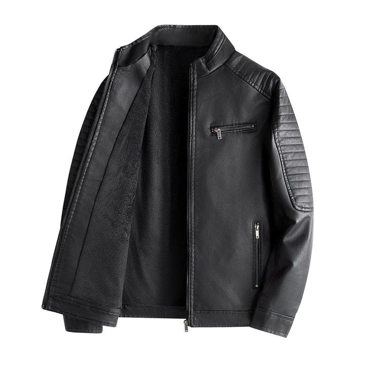 Herren Modische Lederjacke mit Steppnähten Echo Archiv