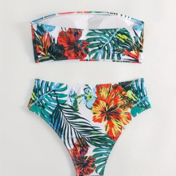 Damen Bandeau-Bikini-Set mit tropischem Blumendesign Echo Archiv