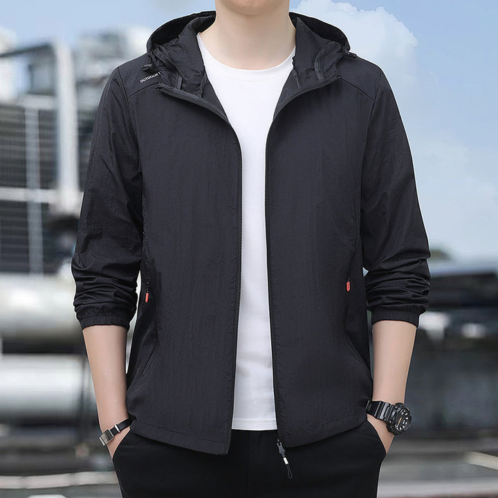 Herren Leichte Windbreaker-Jacke mit verstellbarer Kapuze Echo Archiv