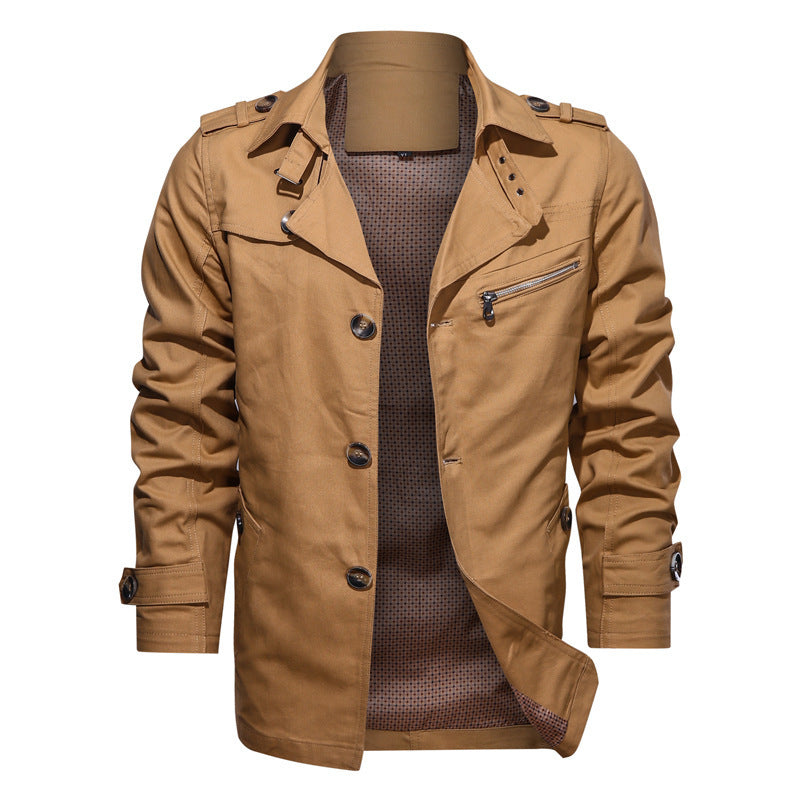 Herren Leichte Fieldjacke im Trenchstil mit Reverskragen und Schulterklappen – Taviero