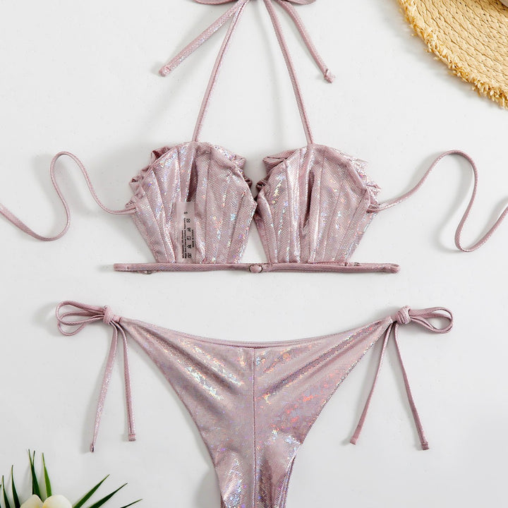 Damen Funkelndes Bikini-Set aus Mesh mit verstellbaren Bändern Echo Archiv