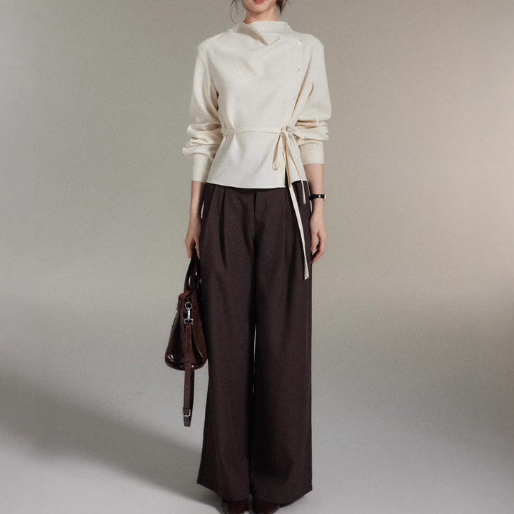 Damen Modische Bluse mit Wickel-Ausschnitt Echoarchiv