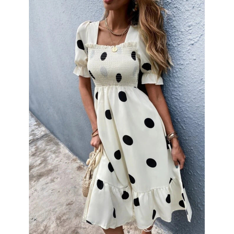 Damen Midi-Kleid mit lässigem Schnitt und großen Punkten Echo Archiv
