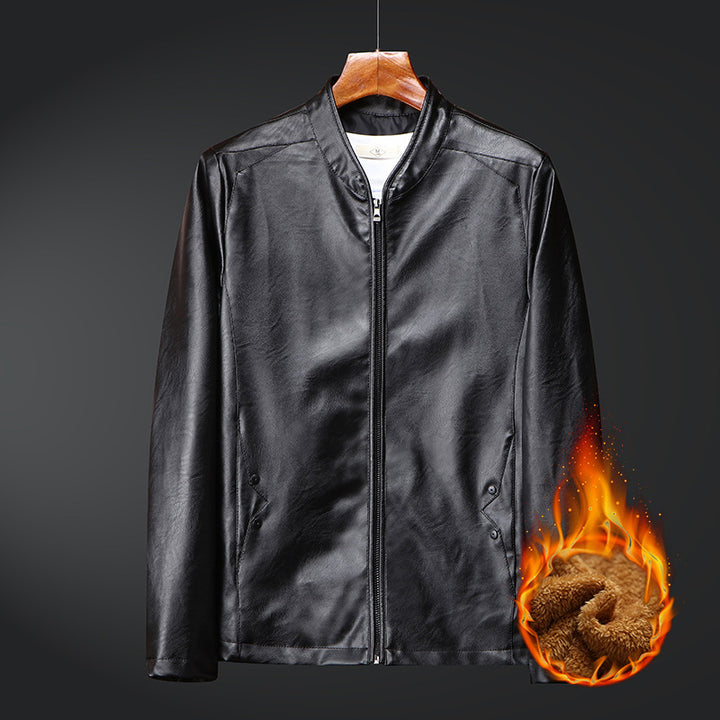 Herren Kunstleder‑Blouson mit Stehkragen und wärmender Teddyfutter‑Innenlage – Taviero