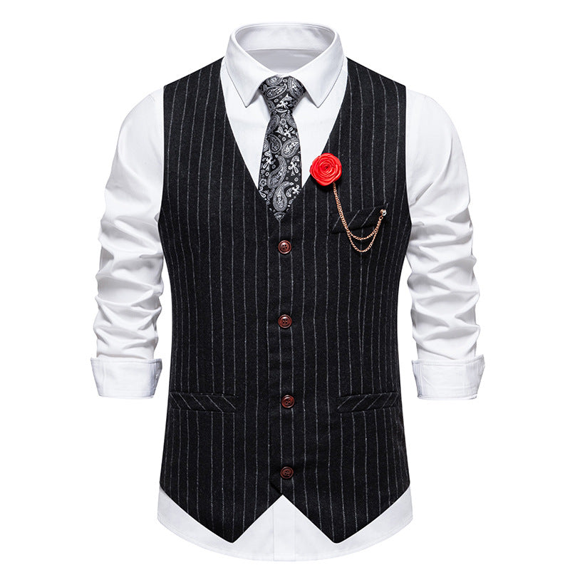 Herren elegante Weste mit schmalem Hahnentrittmuster und asymmetrischen Akzenten Echoarchiv