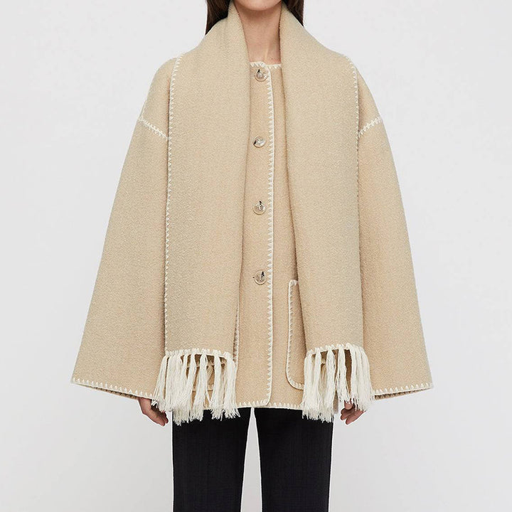 Damen Elegante und komfortable Wolle-Mantel Echo Archiv