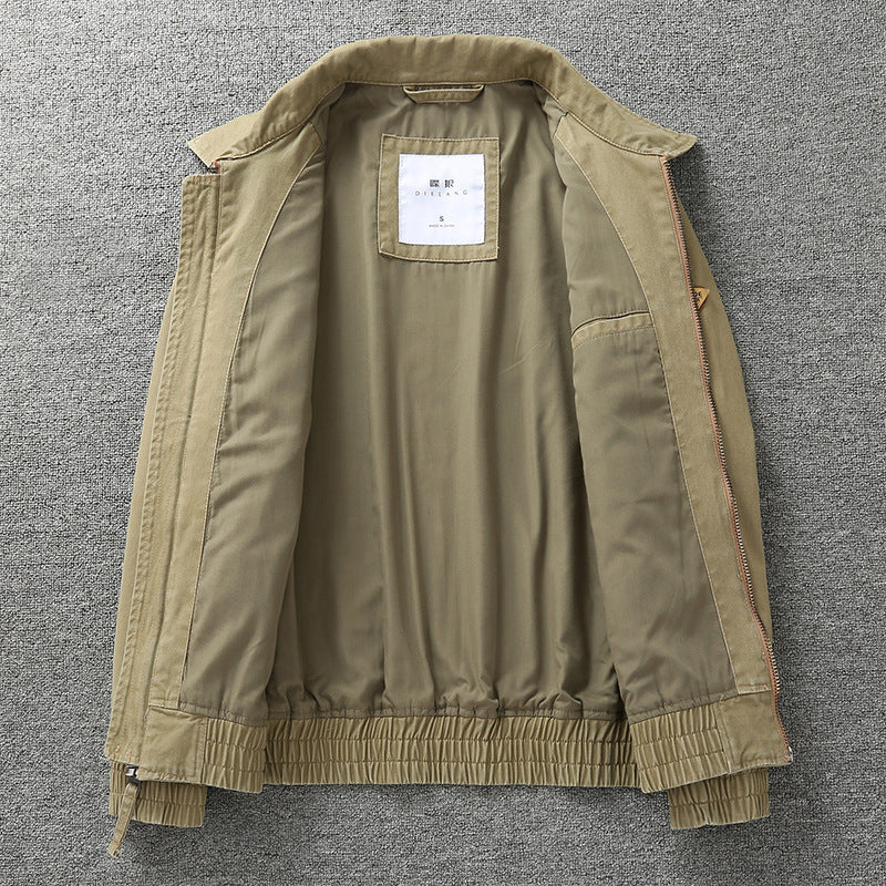Herren legere Canvas-Fieldjacke mit Reißverschluss und elastischem Saum Echoarchiv
