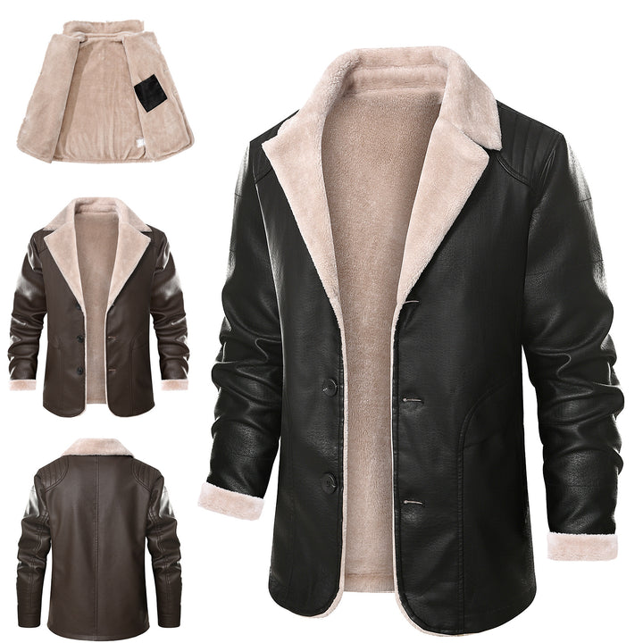 Herren schicke Lederjacke mit warmem Innenfutter und elegantem Kragen Echoarchiv