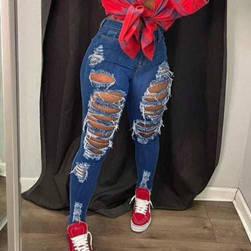 Damen Hochtaillierte, stark zerrissene Sculpting-Skinny-Jeans Echo Archiv