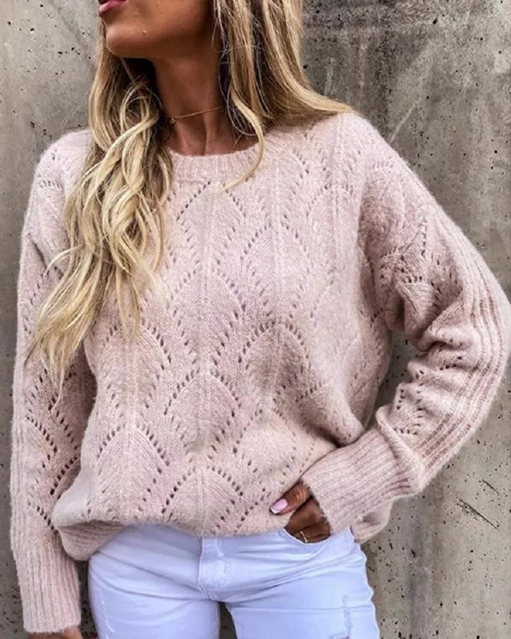 Damen Oversize Ajourstrick-Pullover mit Rundhalsausschnitt Echo Archiv