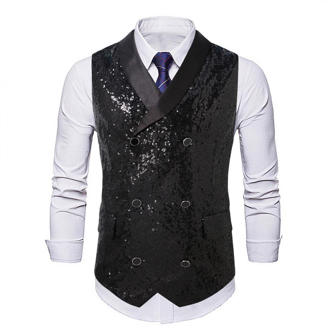 Herren eleganter Pailletten-Westen-Anzug Echoarchiv