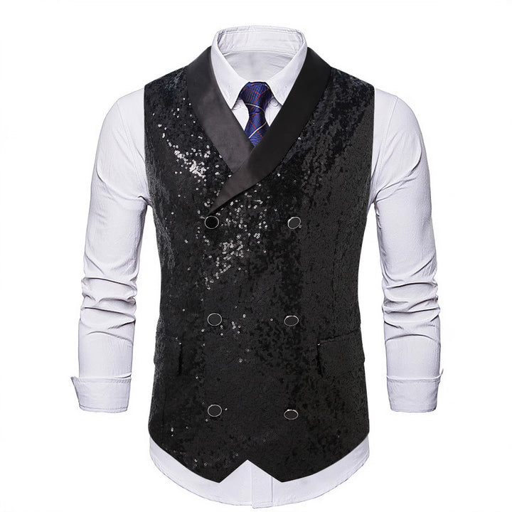 Herren eleganter Pailletten-Westen-Anzug Echoarchiv