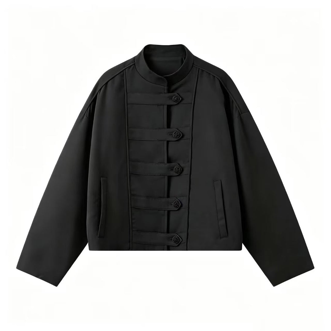 Damen Boxy-Jacke mit Stehkragen und Knebelverschlüssen Echo Archiv