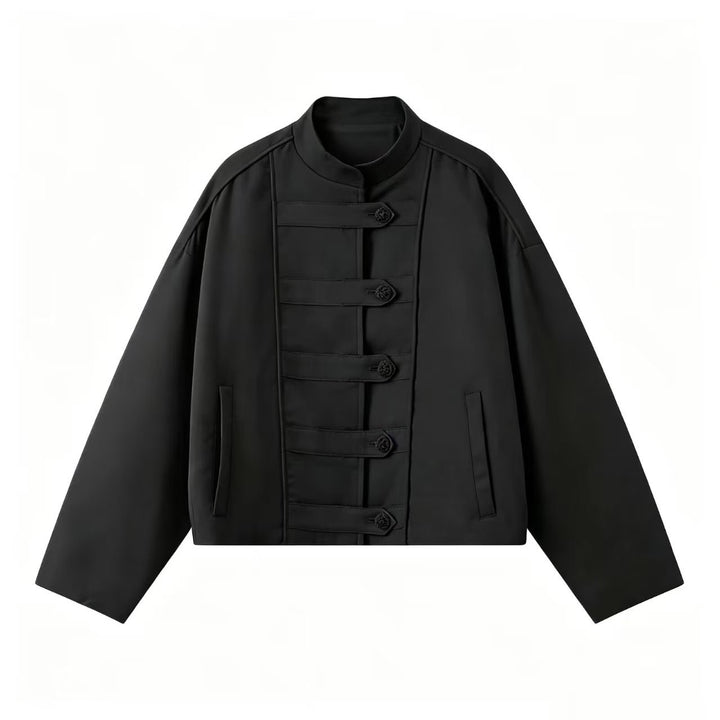 Damen Boxy-Jacke mit Stehkragen und Knebelverschlüssen Echo Archiv