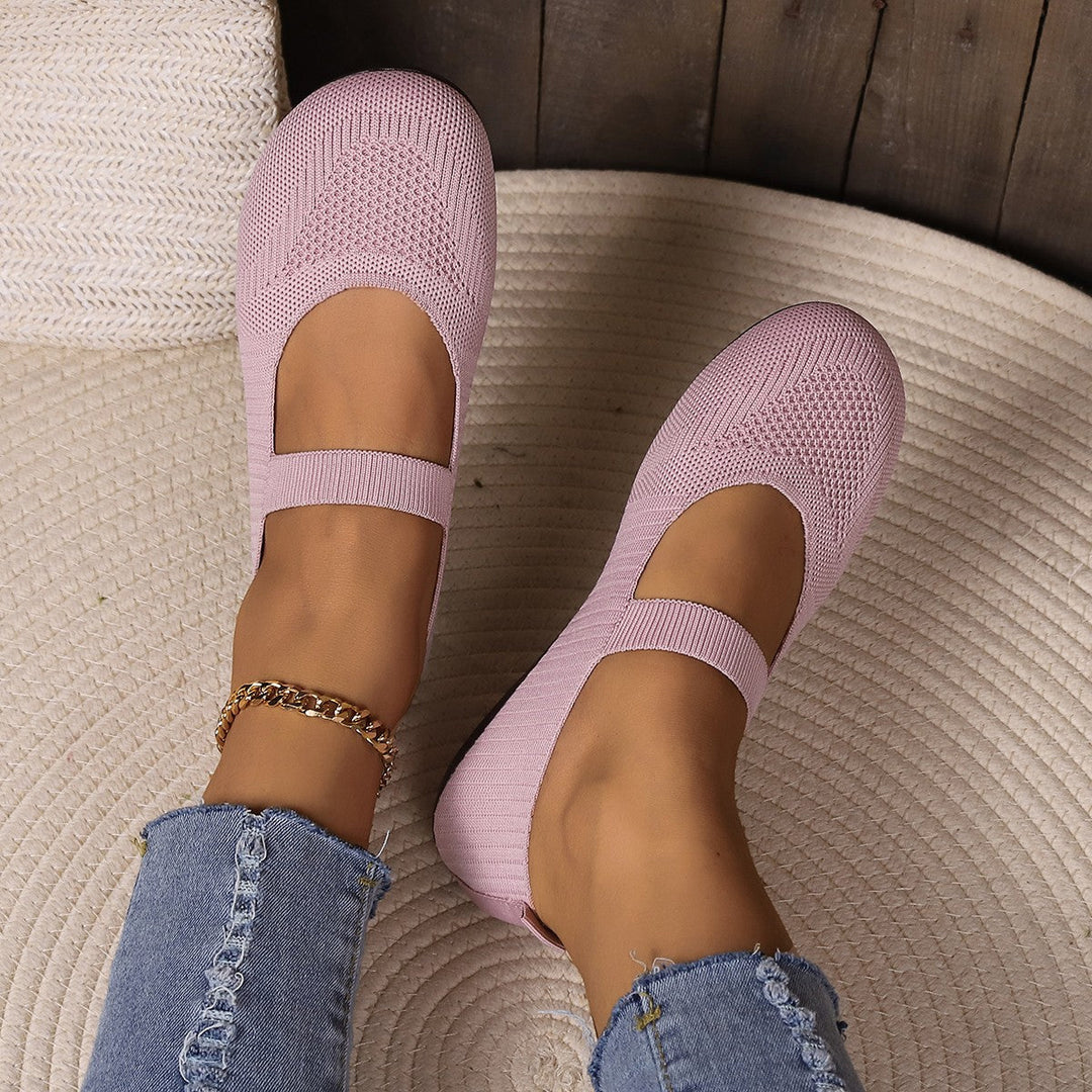 Damen Komfortable Ballerinas mit Elastischem Riemendesign und Atmungsaktivem Obermaterial Echoarchiv
