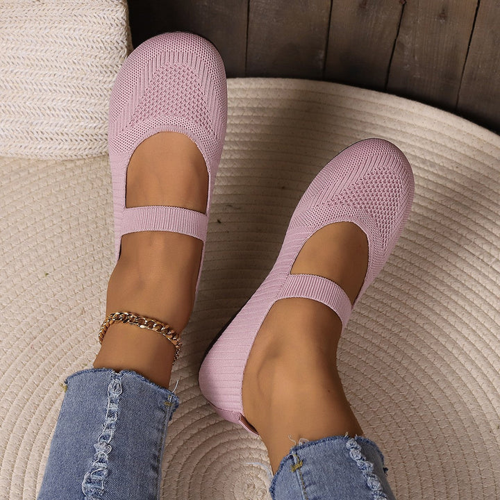 Damen Komfortable Ballerinas mit Elastischem Riemendesign und Atmungsaktivem Obermaterial Echoarchiv