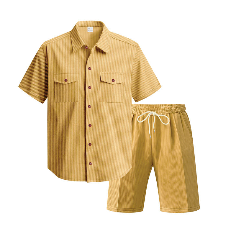 Herren Kurzarm-Hemd und Shorts Set mit praktischen Taschen und bequemer Passform Echoarchiv