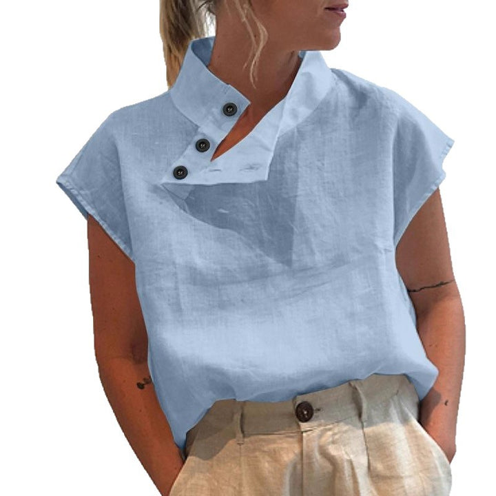 Damen moderne Bluse mit Stehkragen und eleganten Knopfdetails Echo Archiv