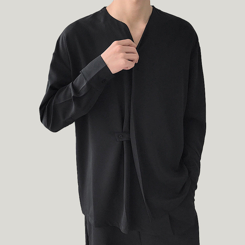 Herren elegante asymmetrische Bluse Echoarchiv