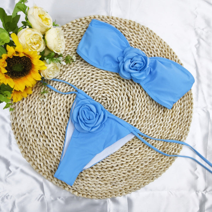 Damen Bandeau-Bikini mit floralem Akzent und verstellbaren Trägern Echo Archiv
