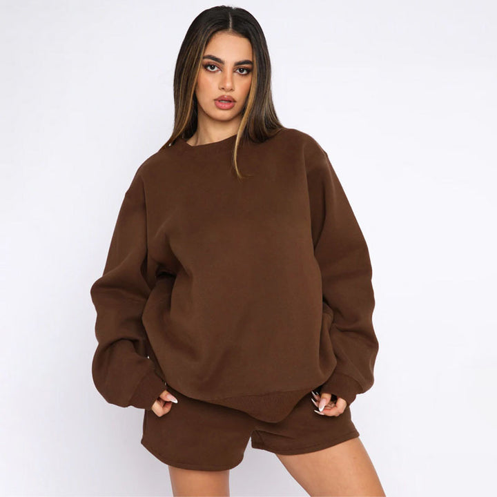 Damen nan weites Sweatshirt und Shorts Haus-Set aus weichem Frottee Echo Archiv