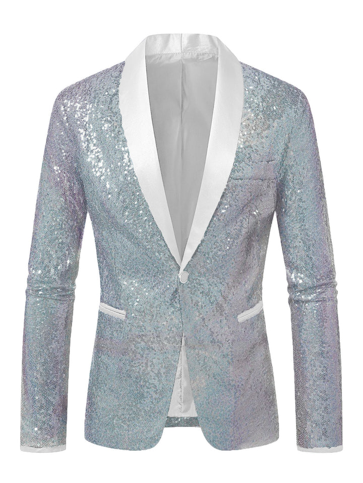 Herren Funkelnder Paillettenblazer mit modernem Schnitt Echoarchiv