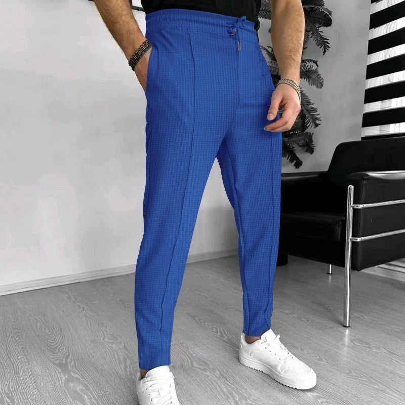 Herren stylische Hochbund-Hose mit elastischem Kordelzug und strukturiertem Design Echoarchiv