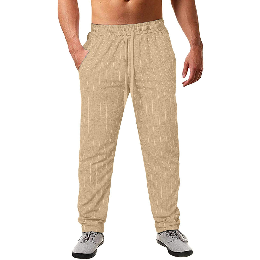 Herren lässige Streifen-Hosen aus Baumwollmix mit elastischem Bund und praktischen Eingrifftaschen Echoarchiv