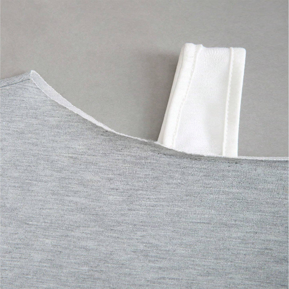 Damen cropped Off-Shoulder Sweatshirt mit einseitigem Träger, Ballonärmeln und Rippbündchen – Avérine