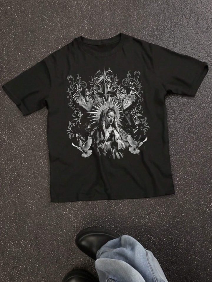 Damen T-Shirt mit künstlerischem Skelettmotiv und einzigartigem Druck Echo Archiv