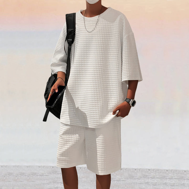 Herren lässiges Kurzarm-Oberteil und Bermuda-Shorts Set Echoarchiv