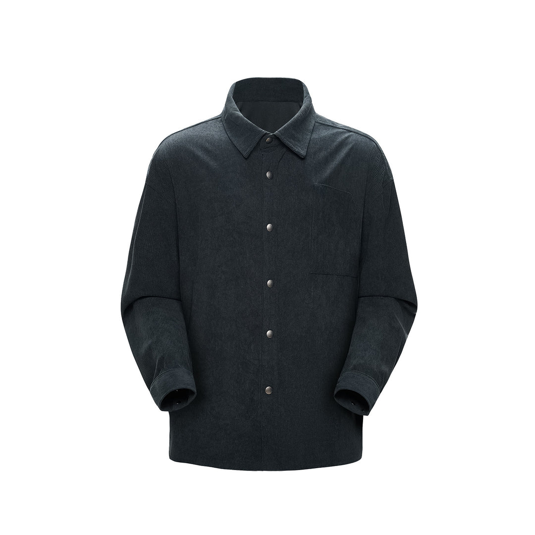 Herren Oversize-Cordhemdjacke mit Druckknöpfen und Brusttasche Echo Archiv