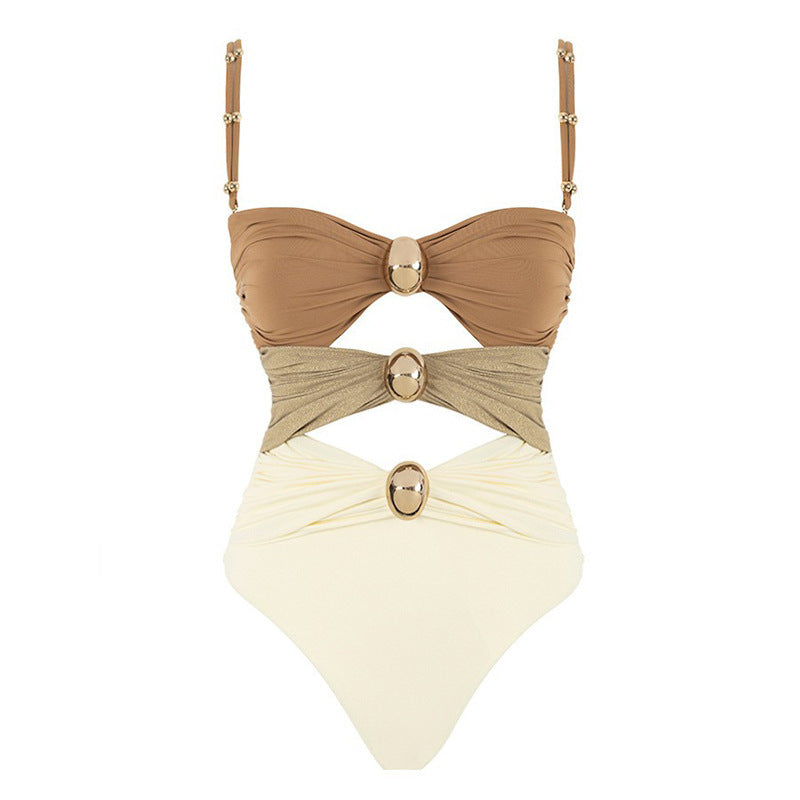 Damen Einteiliger Badeanzug mit raffinierten Drapierungsdetails und elegantem Schmuckelement Echo Archiv