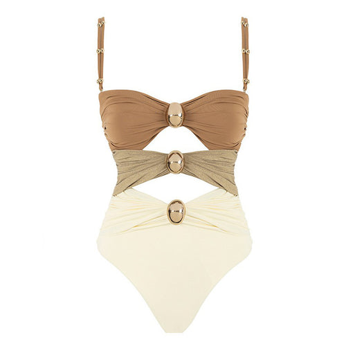 Damen Einteiliger Badeanzug mit raffinierten Drapierungsdetails und elegantem Schmuckelement Echo Archiv