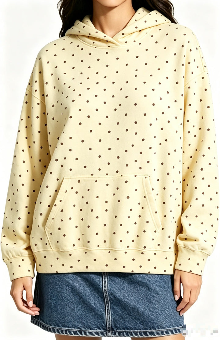 Damen Oversize-Kapuzenpullover mit Leomuster, Kängurutasche und überschnittener Schulter Echo Archiv