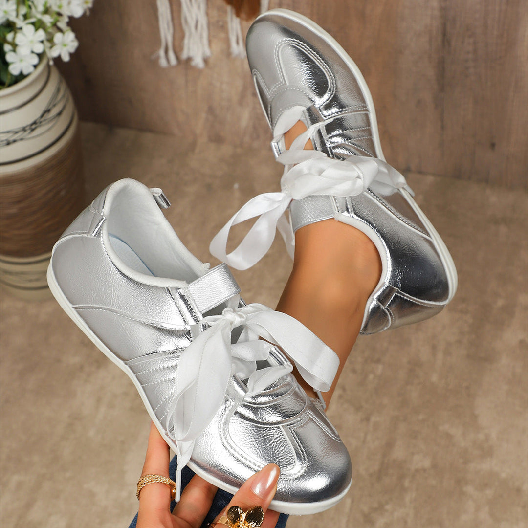 Damen Sportliche Sneaker mit glänzendem Metallic-Obermaterial und bequemer Schnürung Echo Archiv