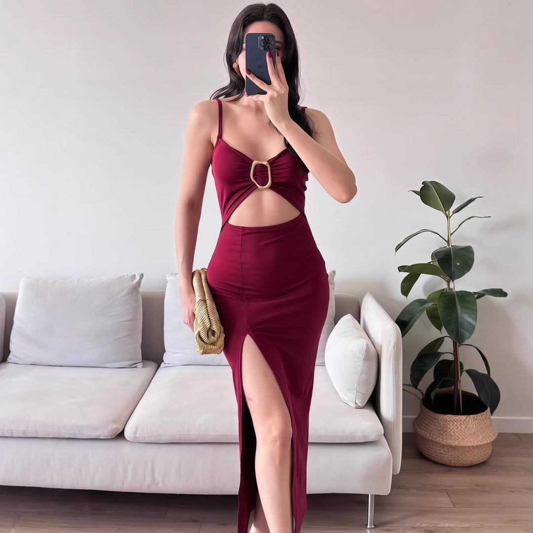 Damen Figurbetontes Maxikleid mit Cut-Outs und elegantem Gürtel Echo Archiv