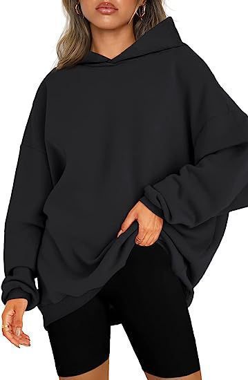 Damen nan oversized Kapuzenpullover im Boxy-Cut mit innen angerautem Fleece, überschnittener Schulter und verlängertem Rückenteil Echo Archiv