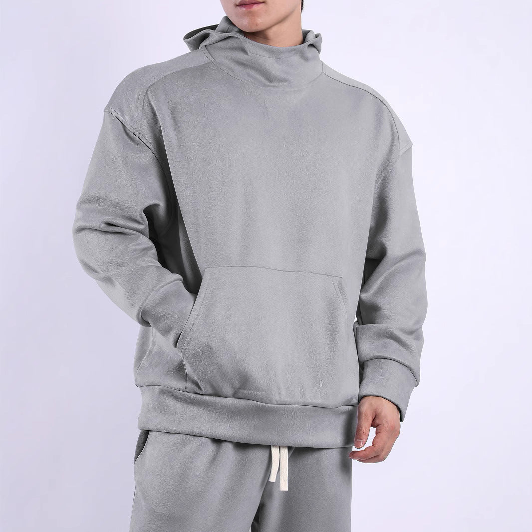 Herren lässiger Hoodie mit hohem Kragen und praktischer Kängurutasche Echoarchiv