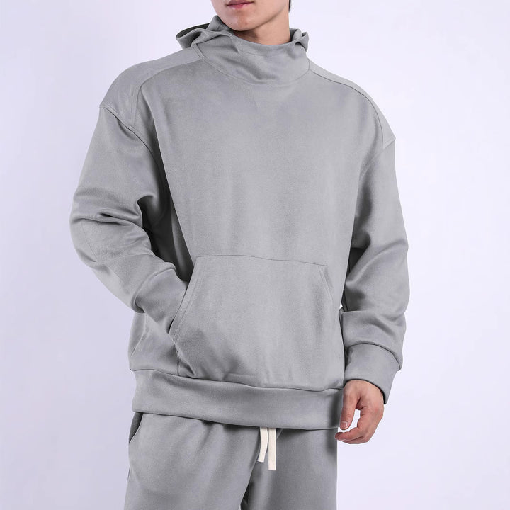Herren lässiger Hoodie mit hohem Kragen und praktischer Kängurutasche Echoarchiv