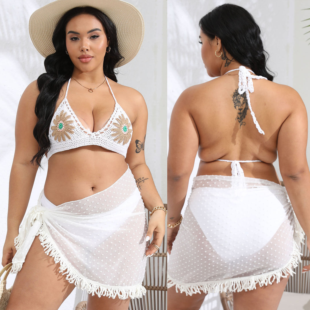 Damen gehäkelter Bikini-Oberteil mit floralen Applikationen Echo Archiv