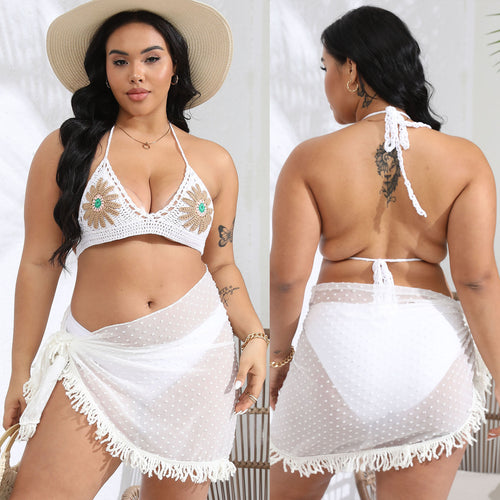 Damen gehäkelter Bikini-Oberteil mit floralen Applikationen Echo Archiv