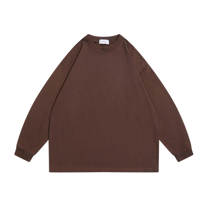 Unisex Oversize-Langarmshirt aus schwerer Baumwollmischung mit Rundhalsausschnitt und gerippten Bündchen Echoarchiv