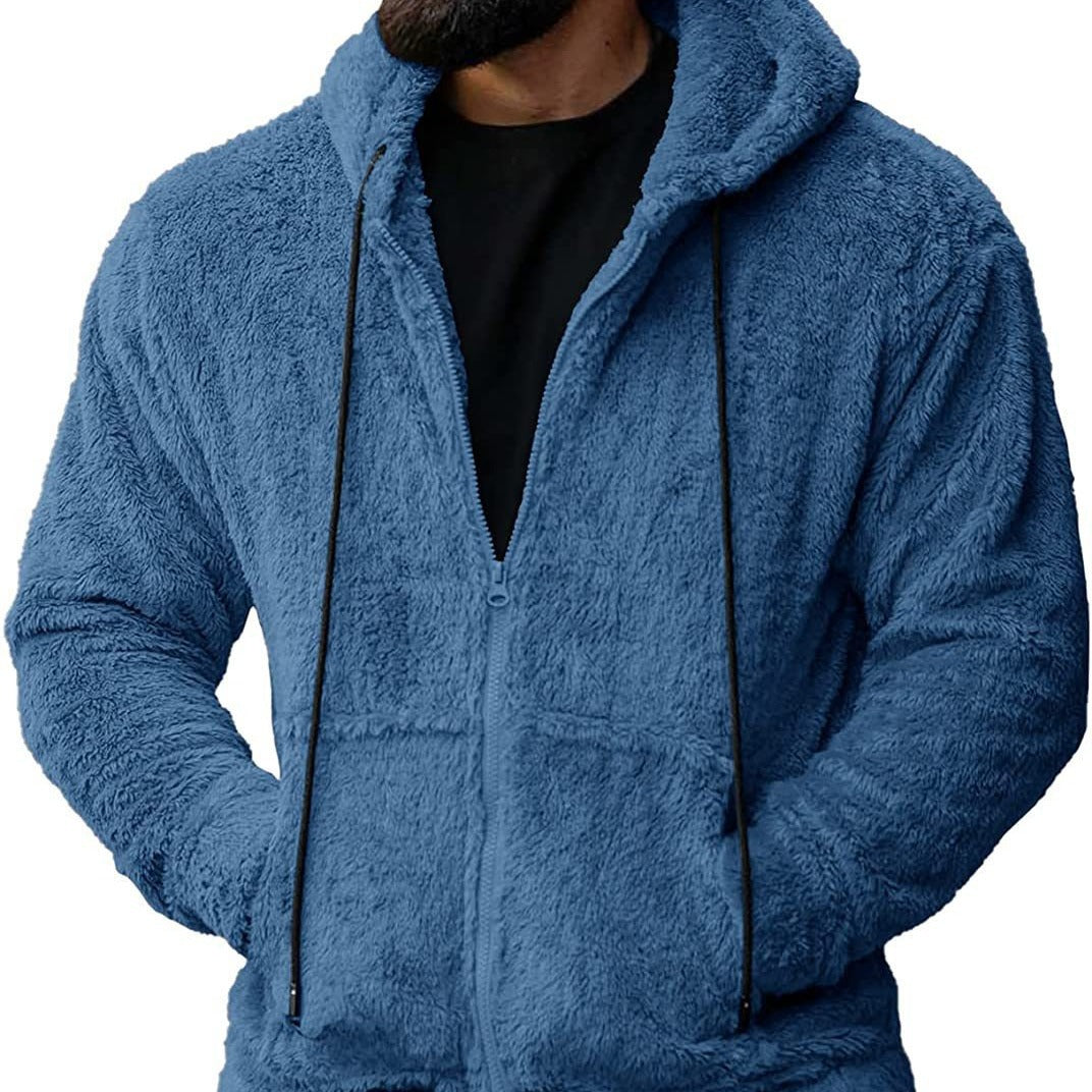 Herren nan kuschelige Teddyfleece Kapuzenjacke mit durchgehendem Reißverschluss Echo Archiv