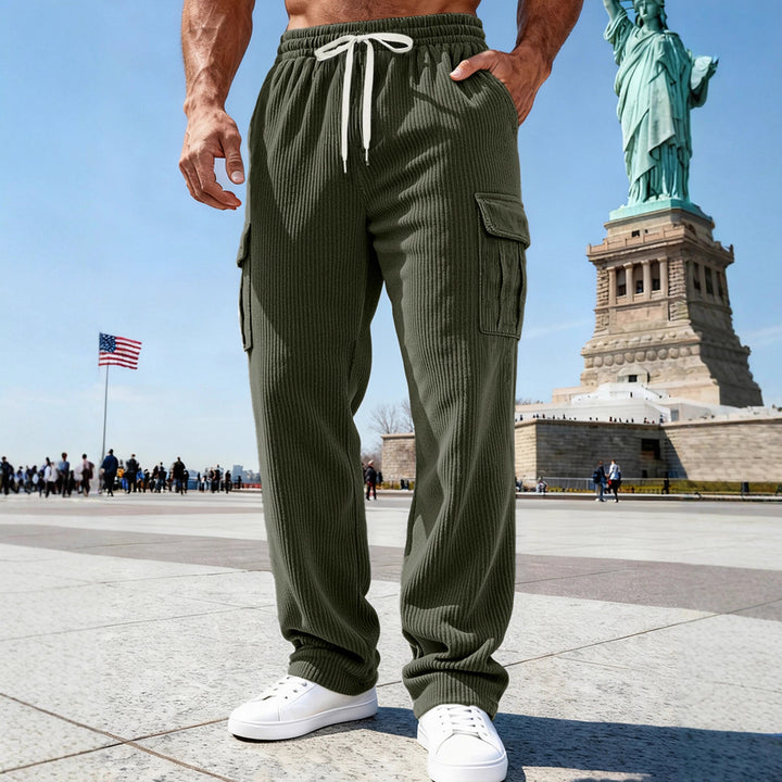 Herren nan gerippte Cargo-Jogginghose mit elastischem Tunnelzugbund und seitlichen Pattentaschen Echo Archiv