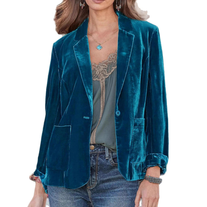 Damen Samt-Blazer mit klassischem Revers und soften Fall – Valéne