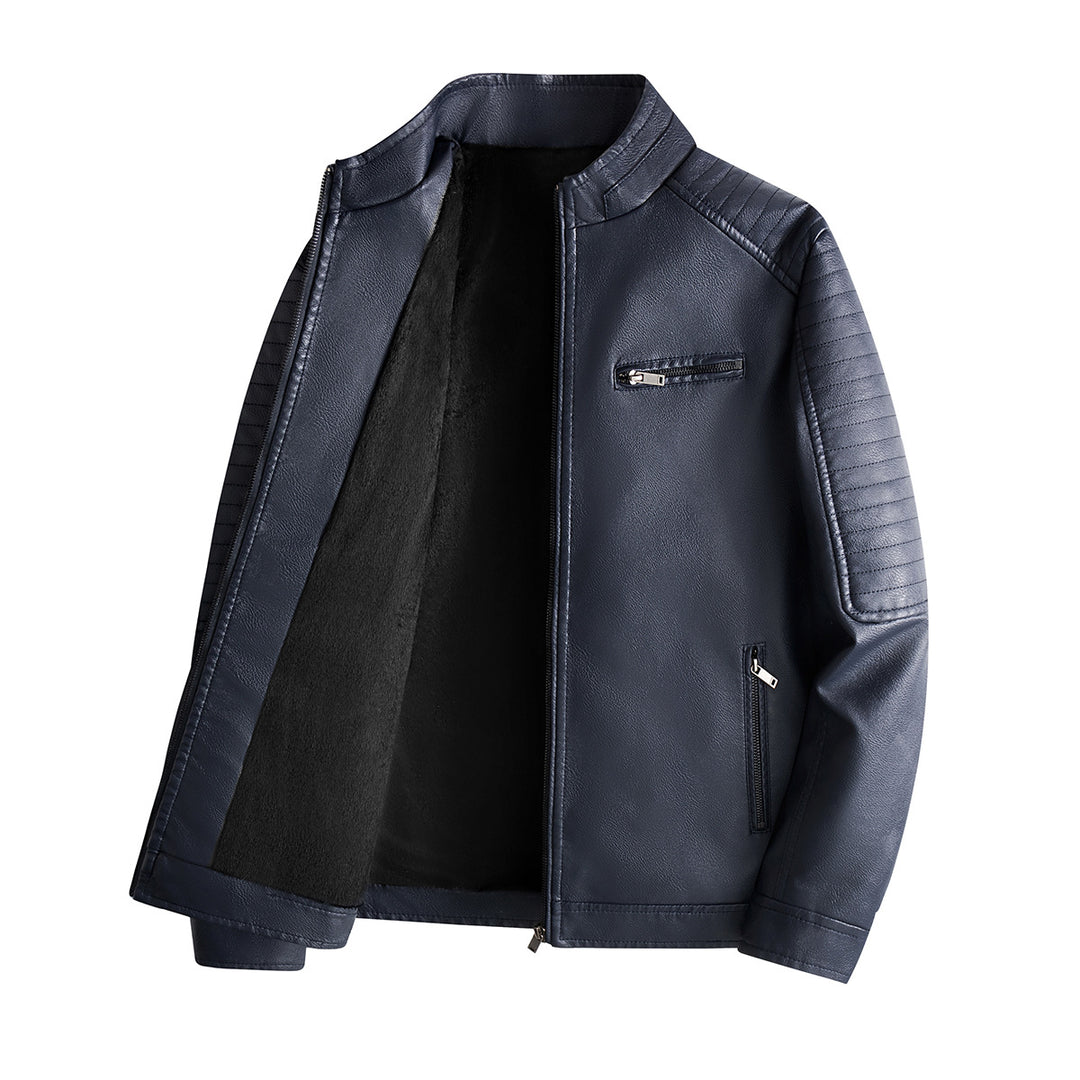 Herren Modische Lederjacke mit Steppnähten Echo Archiv