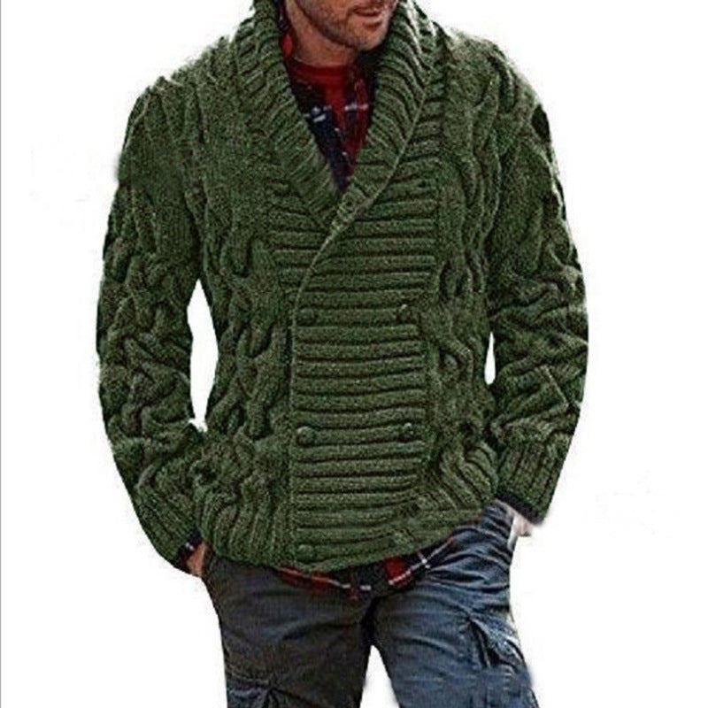 Herren Grobstrick-Cardigan mit Schalkragen und Zopfmuster Echo Archiv